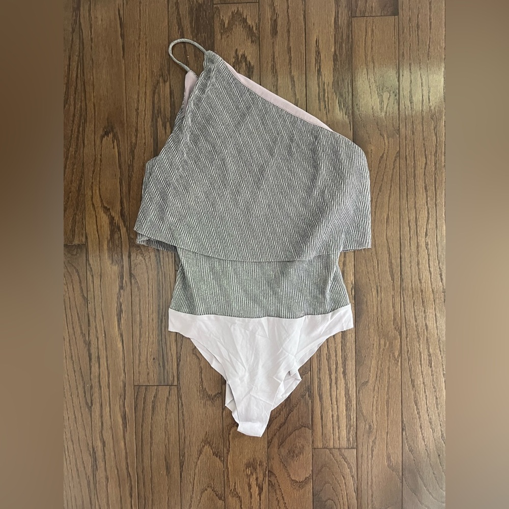 Bershka Night Out Metallic One Shoulder Bodysuit